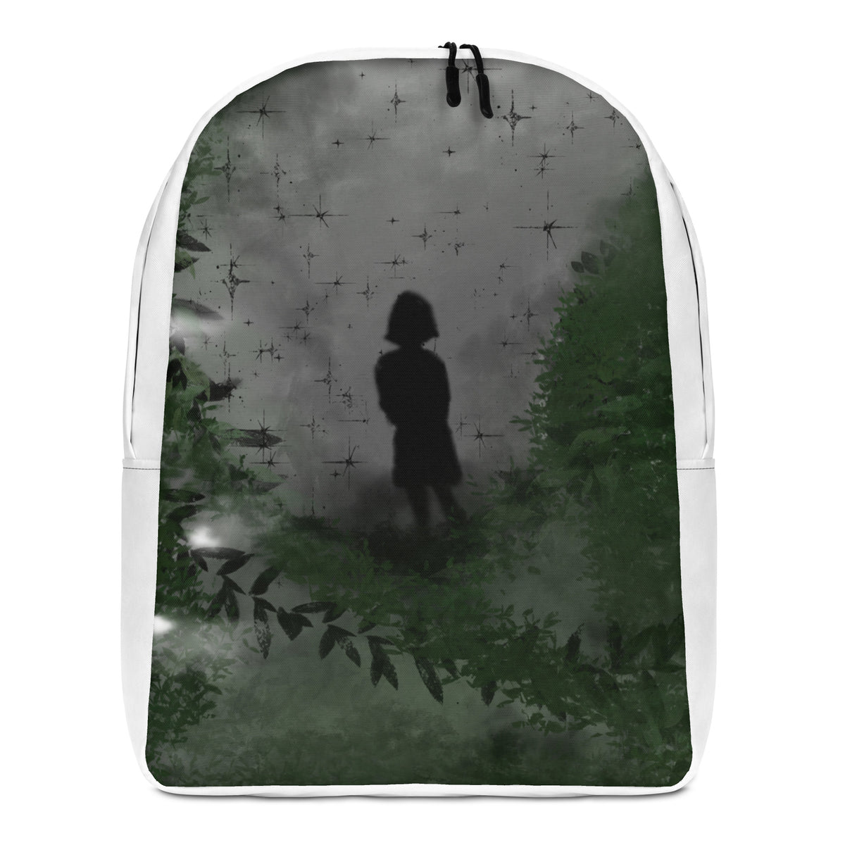 Minimalist Backpack "Girl in the Night Forest" + logo and credit