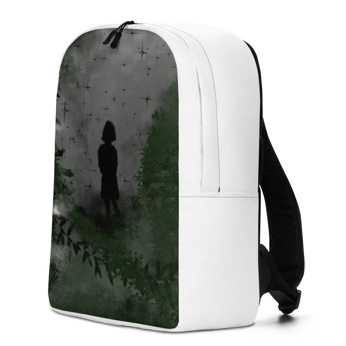 Minimalist Backpack "Girl in the Night Forest" + logo and credit